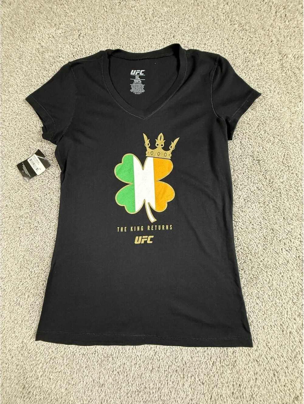 NWT UFC Womens The King Returns Graphic T-Shirt, Black, Large